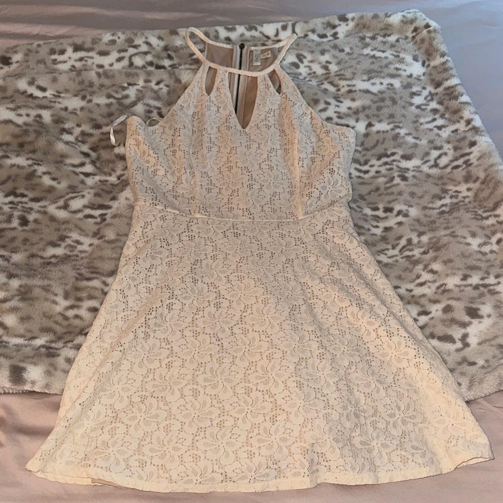 Speechless Cream Lace Backless Dress